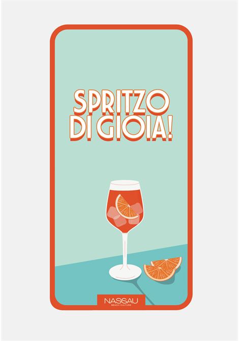 Spritz light blue beach towel for men and women with Spritz of joy! print NASSAU BEACH CULTURE | SPRITZO DI GIOIA.
